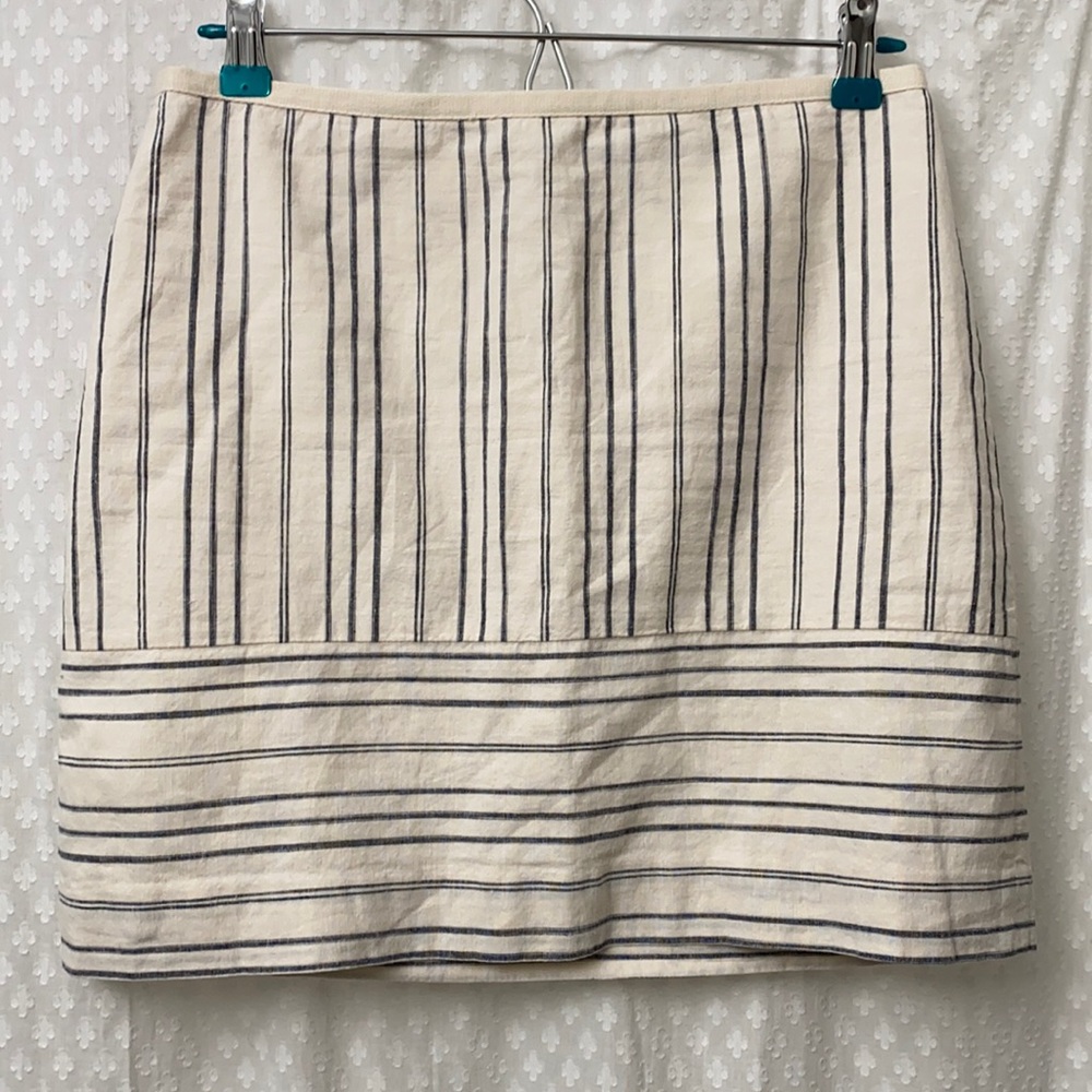 Madewell Cream and Black Striped Mini Skirt
